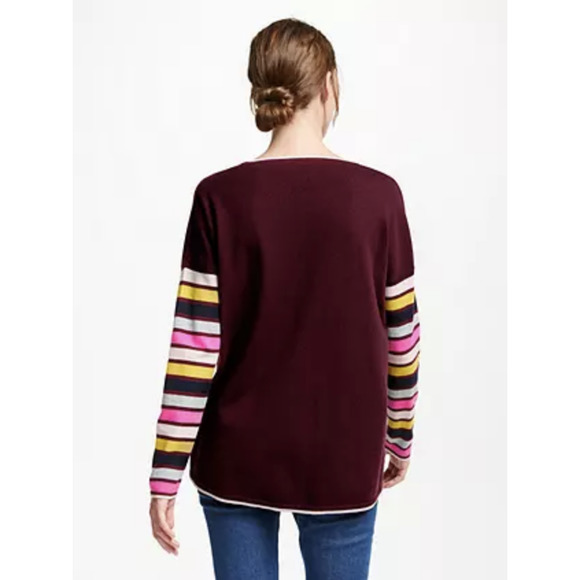 Boden Berwick Striped Sleeve Maroon Red Sweater - Picture 8 of 11